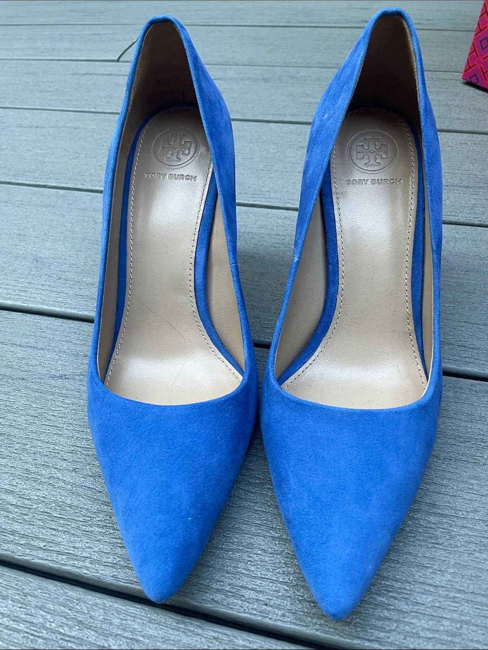 Tory Burch Royal Blue Suede Pointed-Toe Pumps